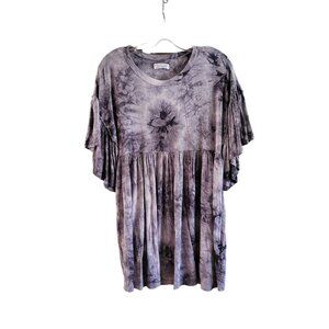 Urban Outfitters Rayon Jersey Knit Gray Tie Dye  Boho Top or Mini Dress